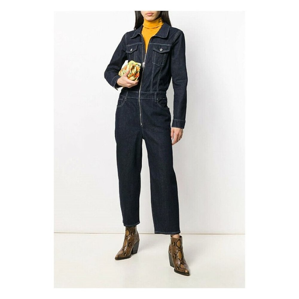 Levi's Dark Indigo Denim Zip-Front Cropped Jumpsuit